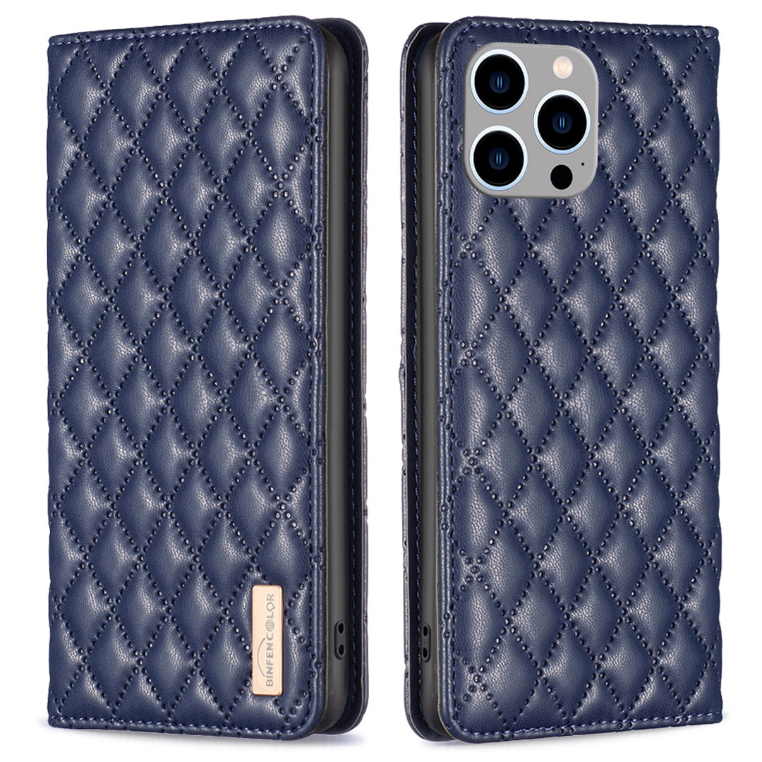 Binfen Color BF Style-16 For iPhone 15 Pro Max PU Leather Flip Stand Cover Card Holder Phone Case - Blue Binfen Color BF Style-16 For iPhone 15 Pro Max PU Leather Flip Stand Cover Card Holder Phone Case - Blue